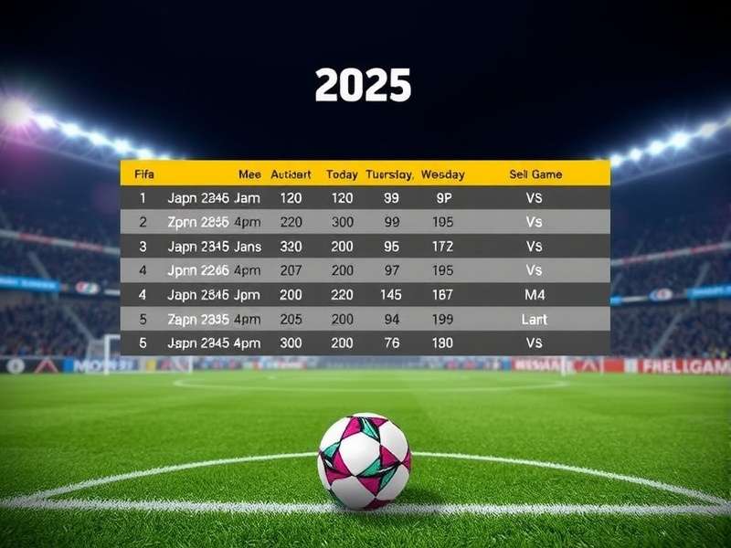 FIFA 2025 Game Schedule Calendar on a digital screen