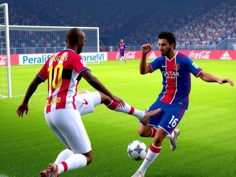 FIFA Game screenshot showing intense match moment with detailed player graphics