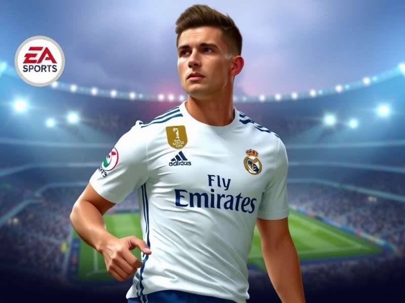 Gaming setup with FIFA on screen at night