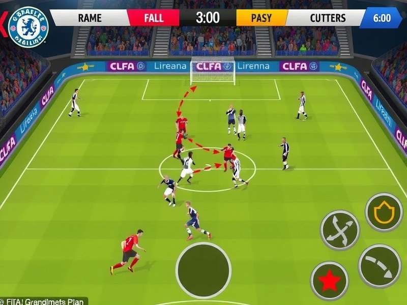 FIFA Mobile gameplay on smartphone showing intense soccer match
