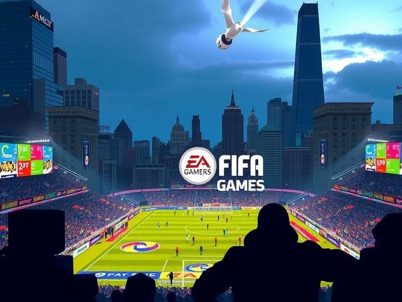 Gaming setup with FIFA on screen in a Philadelphia-themed room