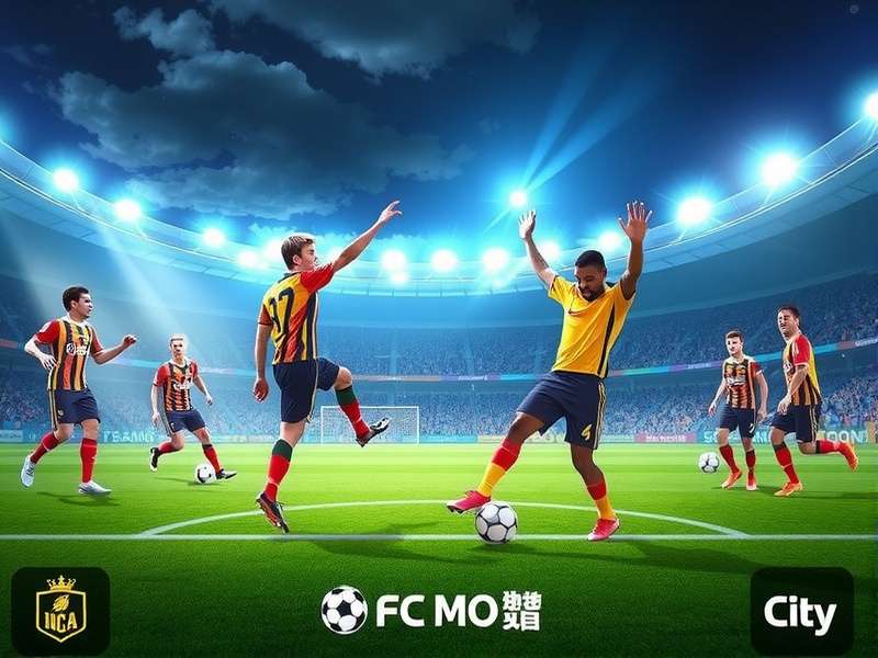 FC Mobile gameplay action shot featuring a football and stadium atmosphere